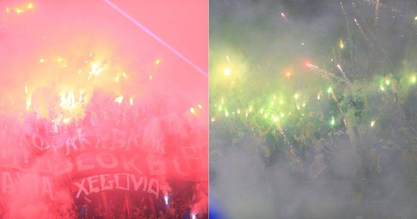 Hinchadas de Medellín y Nacional. FOTOS: CAMILO SUÁREZ