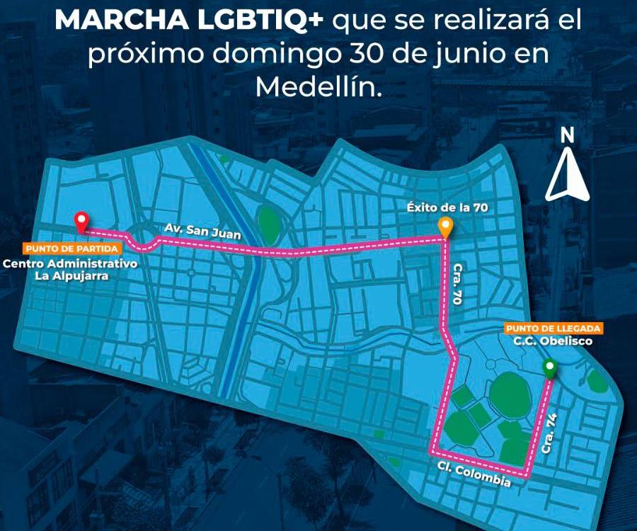 Este será el recorrido de la marcha este domingo. /FOTO: ALCALDÍA DE MEDELLÍN.