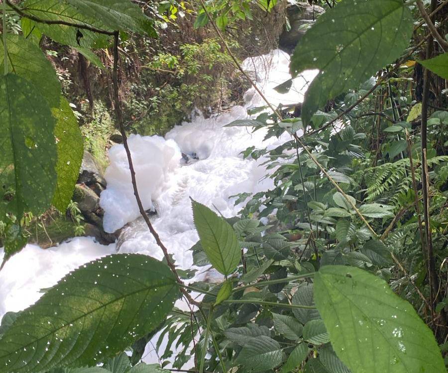 EN IMÁGENES: Camión cargado de detergente líquido se volcó en Los Balsos