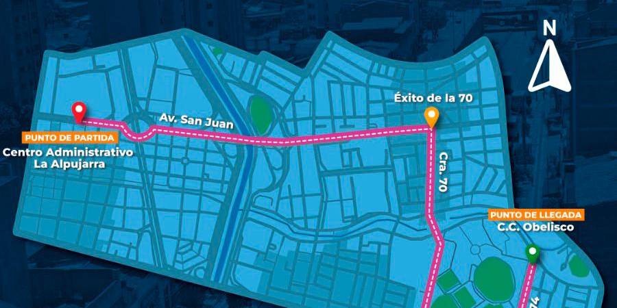 Este será el recorrido de la marcha este domingo. /FOTO: ALCALDÍA DE MEDELLÍN. 