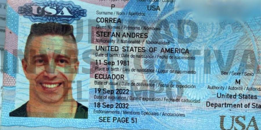 Imagen del pasaporte de Stefan Andrés Correa. /FOTO: TOMADA DE EL TIEMPO