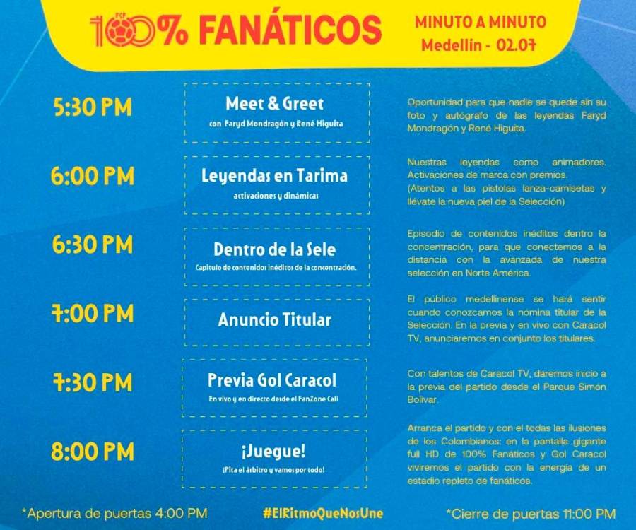 Esta será la programación para el festival del fútbol de Colombia. / FOTO: FCF