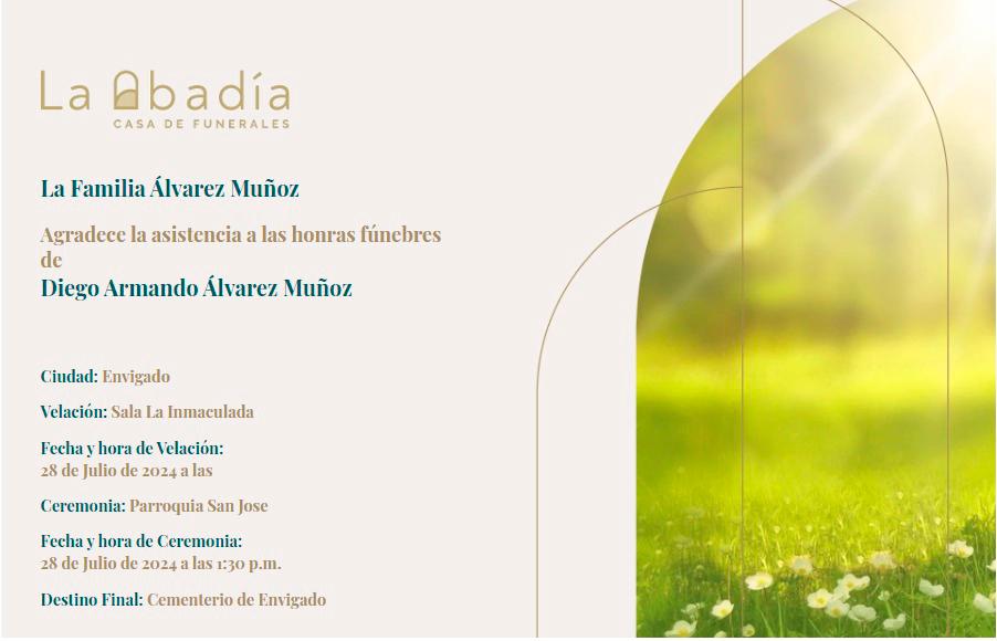 La información de las exequias de Diego. /FOTO: CORTESÍA