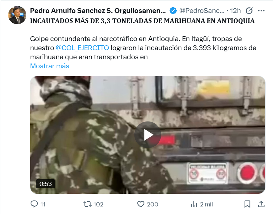 Mensaje publicado por el ministro Pedro Sánchez. FOTO: RED SOCIAL