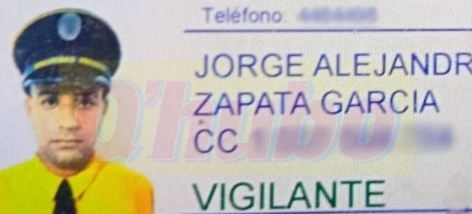 Jorge Alejandro Zapata García trabajaba como vigilante. FOTO: CORTESÍA