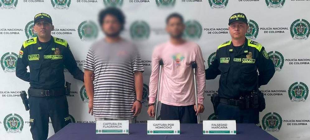 Momento de la captura de los presuntos responsables de la muerte de Natalia Loaiza. /FOTO: CORTESÍA POLICÍA 